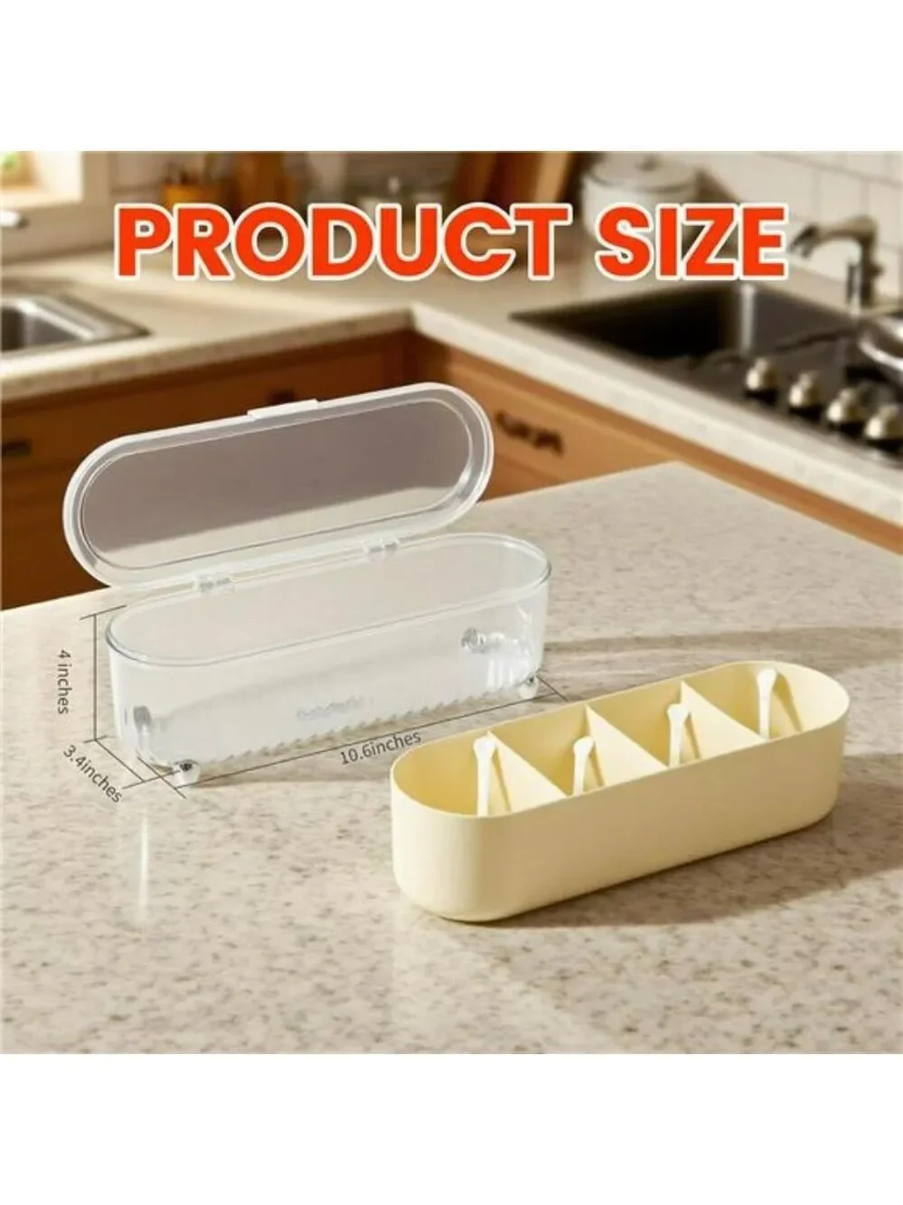 Clear spice organizer box with 4 compartments lids and spoons kitchen storage se